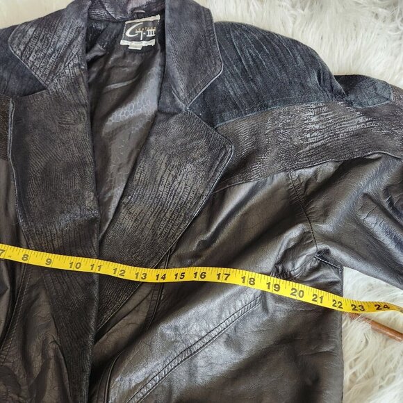 VTG 90s Global Identity G-III‎ Womens Genuine Leather Jacket M  Black Oversized - Picture 9 of 15